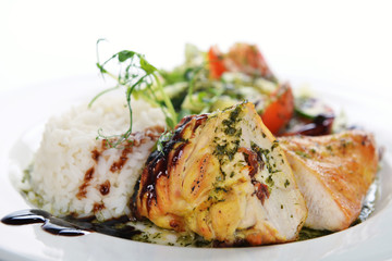 roasted chicken and  rice