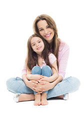 Mother and daughter sitting
