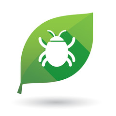 Green leaf icon with a bug