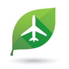 Green leaf icon with a plane