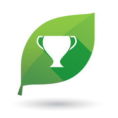 Green leaf icon with an award cup