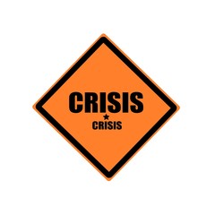 Crisis black stamp text on orange background