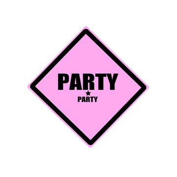 Party black stamp text on pink background