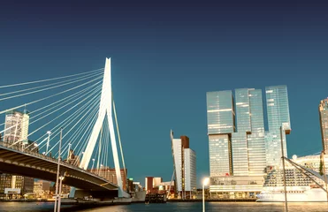 Wandaufkleber Rotterdamer Skyline von der Erasmusbrücke © jovannig