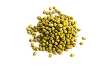 Pile of mung beans isolated on white