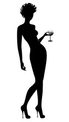 Female silhouette and glass