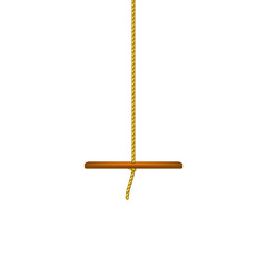 Wooden swing hanging on rope 