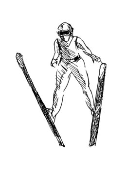 hand sketch ski jumper