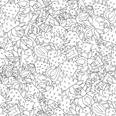 Fototapeta premium Seamless pattern Set red strawberries