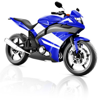 Motorcycle Motorbike Bike Riding Rider Contemporary Blue Concept