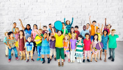 Obraz premium Multiethnic Children Smiling Happiness Friendship Concept