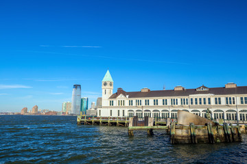 Pier A in Battery Park Manhattan skyline New York