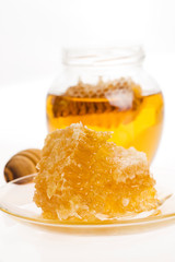 Fresh honey with honeycomb