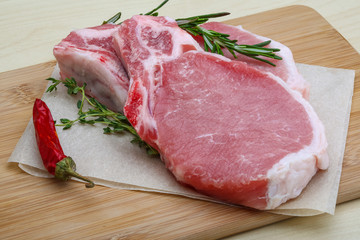 Raw pork steak