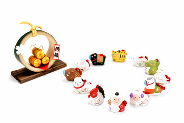 干支 十二支 置物 門松 金俵