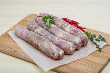 Handmade sausages for grill