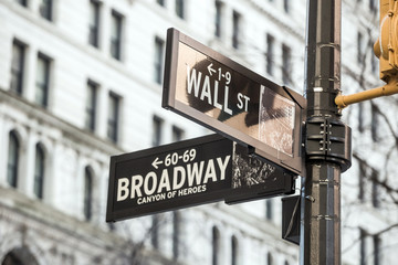 Fototapeta na wymiar Wall street sign in New York