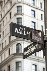 Wall street sign in New York - obrazy, fototapety, plakaty