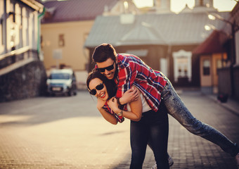 positive and carefree couple