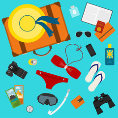 bright conceptual illustration with objects used people on rest