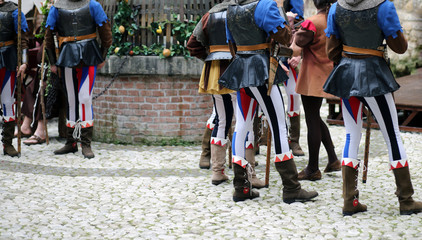 medieval reenactment with soldiers in the castle