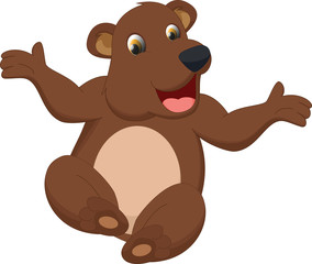 happy brown bear cartoon