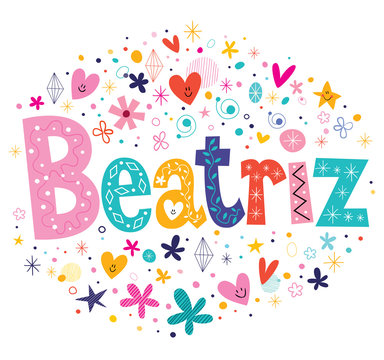 Beatriz girls name decorative lettering type design