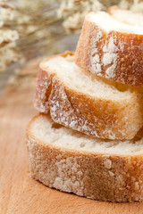 Sliced loaf of baquette bread