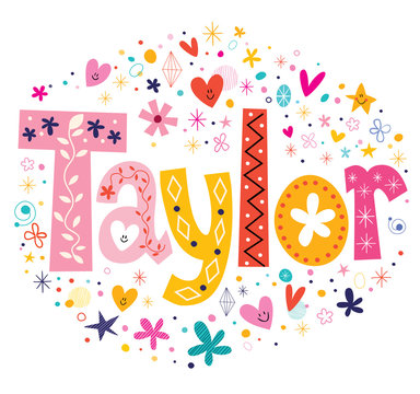 Taylor girls name design decorative lettering type