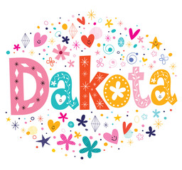 Dakota girls name decorative lettering type design