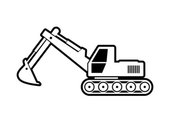 Excavator vector icon on white background