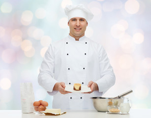 happy male chef cook baking