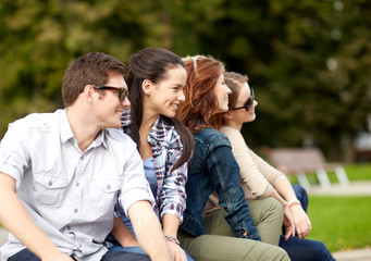 Fototapeta premium group of students or teenagers hanging out