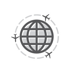 Airplane icon around the world