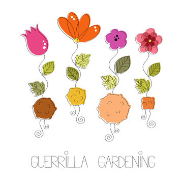 Guerrilla gardening vector illustration 