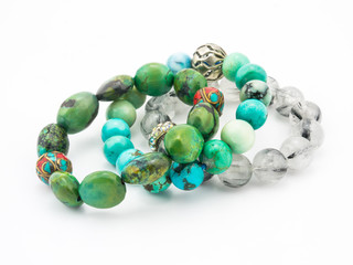turquoise bracelet stone on white background