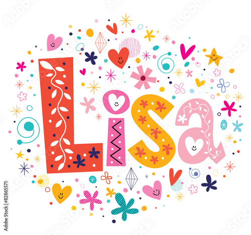 "Lisa female name decorative lettering type design" Stock image and ...