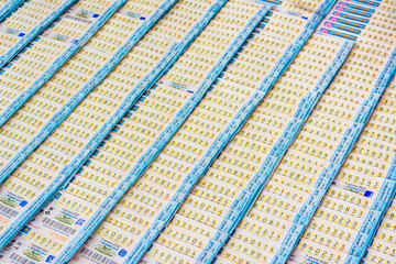 Thai lottery tickets sold at lottery ticket shop in Chiangmai