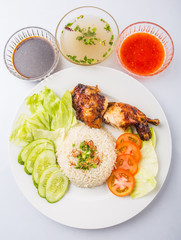 Popular Malaysian dish Nasi Ayam or chicken rice