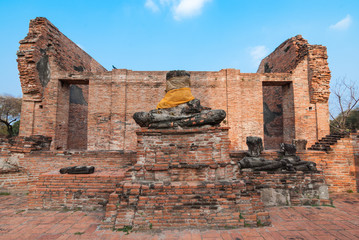 Ancient buddha statue in Ayutthaya ,Thailand