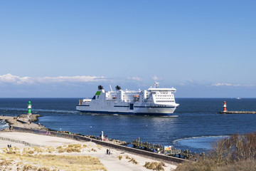 Warnemunde with passenger ship