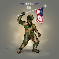 Memorial day flag soldier