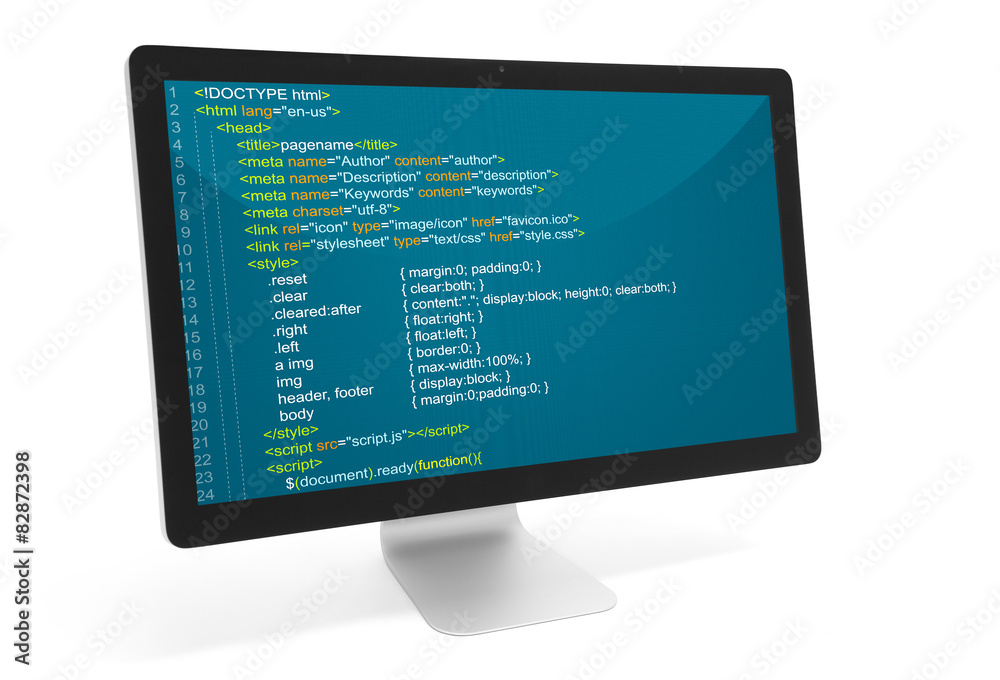 Wall mural program code on a monitor