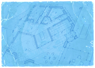architecture blueprint - house plan / vector illustration