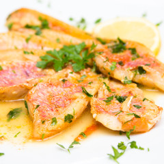 Triglie in umido, Surmullet soup, Mediterranean Cuisine 