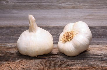 Garlic on wooden background
