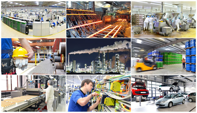 Collage von industriellen Fertigungsstätten - Fabriken