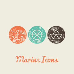 Anchor, Boat, Helm Marine Retro Icons