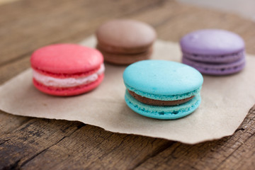 French colorful macarons.