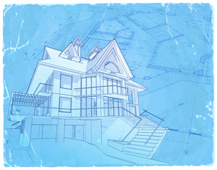 architecture blueprint - house / vector illustration